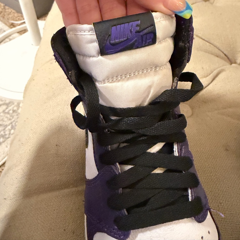 Purple and White High-Top Sneakers - Picture 4 of 5
